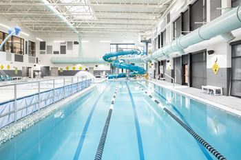 Lap, leisure & splash pool at erie community center